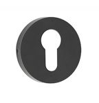 Smooth as Silk, 53mm x 10mm  Round Matt Black Modern EUROLOCK Escutcheon (JMB18)